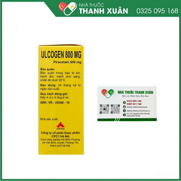 Dung dịch uống Ulcogen 800mg trị rung giật cơ nguồn gốc vỏ não